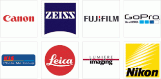 Logos Canon, Zeiss, Fuji, GoPro, Kis, Leica, Lumière imaging, Nikon